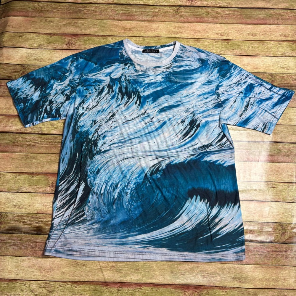 Just Fashion Now Ocean Wave All Over Print Graphic T-Shirt XL